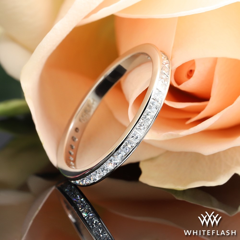 Platinum Honey Princess Channel-Set Diamond Wedding Ring