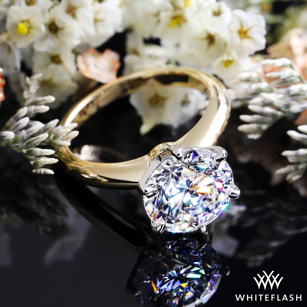 18k YG/PT Head Knife-Edge Solitaire Engagement Ring