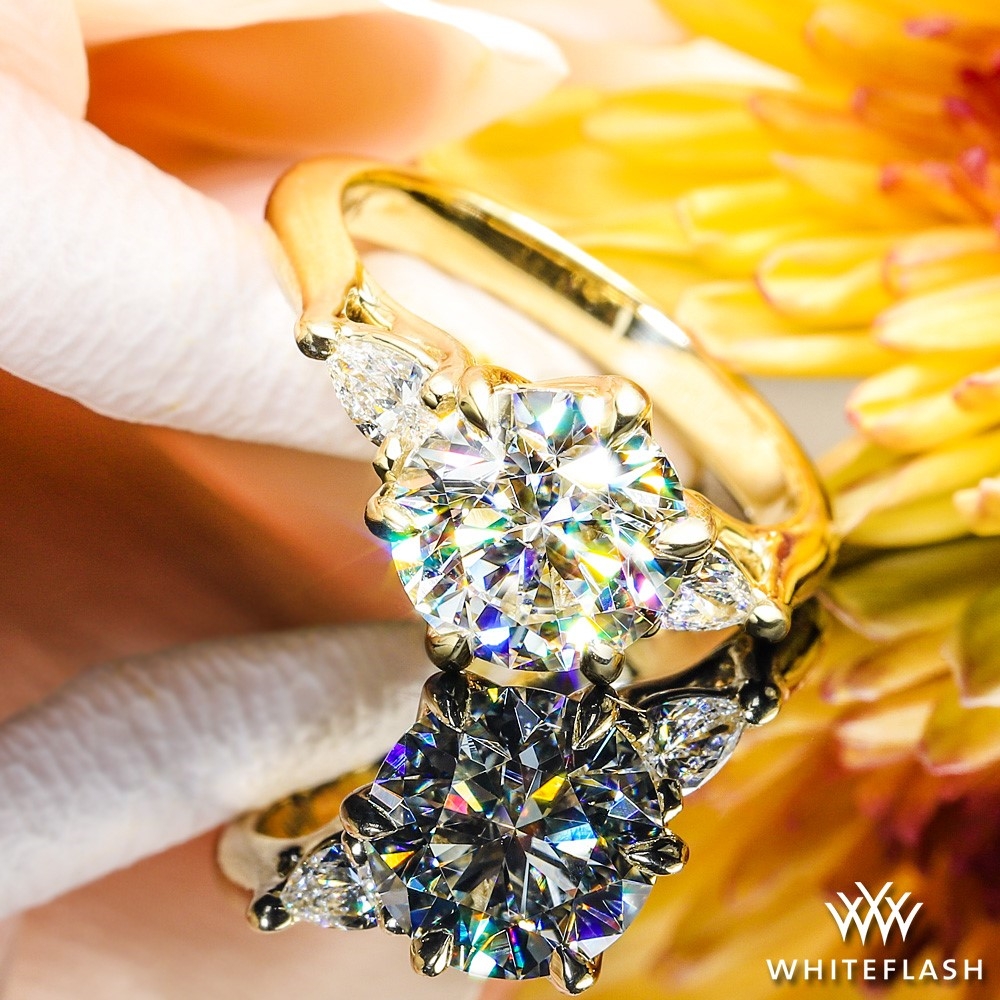 14k Yellow Gold Custom Three Stone Ring