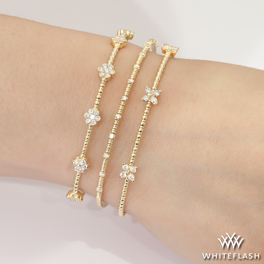 14k Yellow Gold Flexible Diamond Bangle