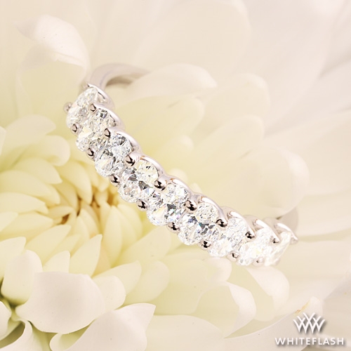 14k White Gold Oval 9 Stone Lab Created Diamond Right Hand Ring