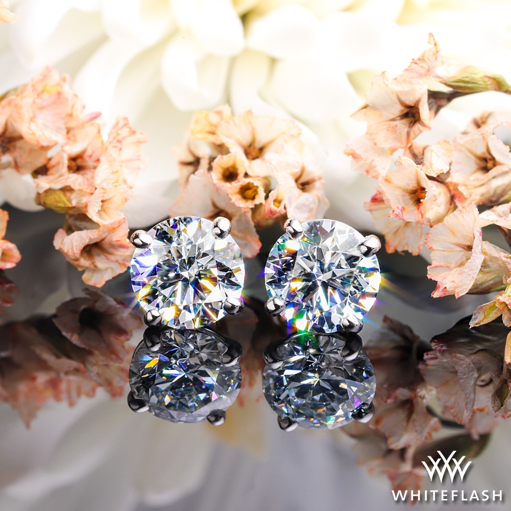 Platinum 4 Prong Martini Diamond Earrings