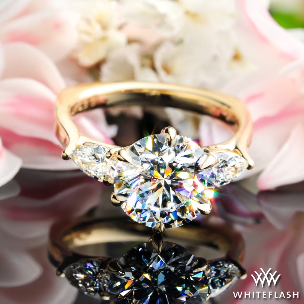 14k Yellow Gold Custom Three Stone Engagement Ring