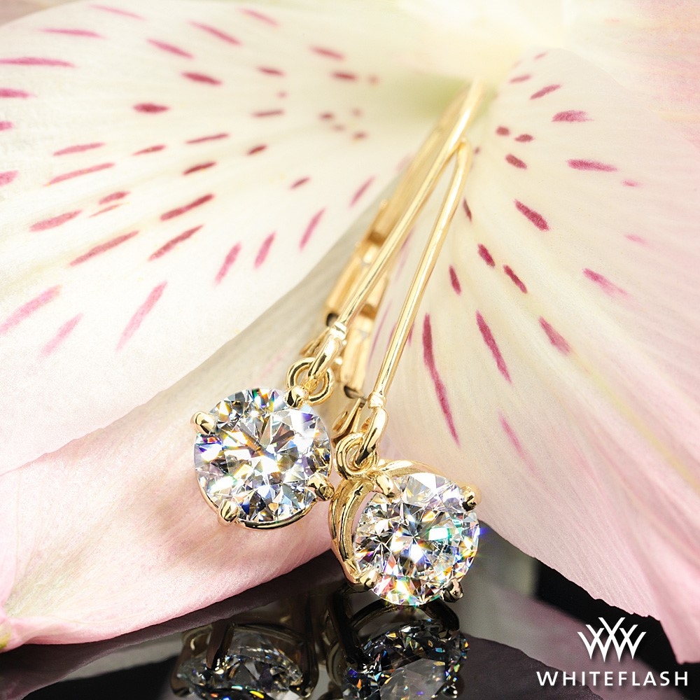 14k Yellow Gold Dangle Basket Diamond Earrings