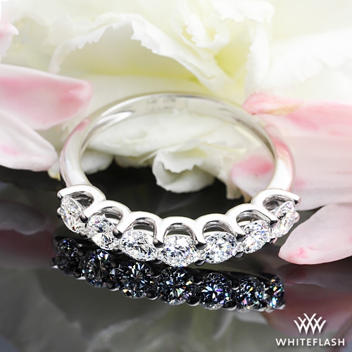 14k White Gold Round 5 Stone Lab Created Diamond Right Hand Ring