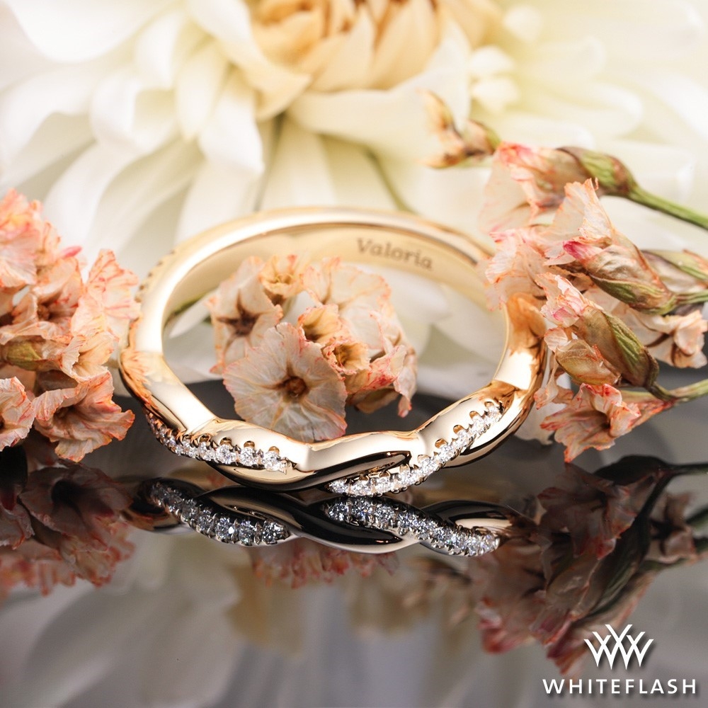 14k Yellow Gold Valoria Flora Twist Matching Diamond Wedding Ring