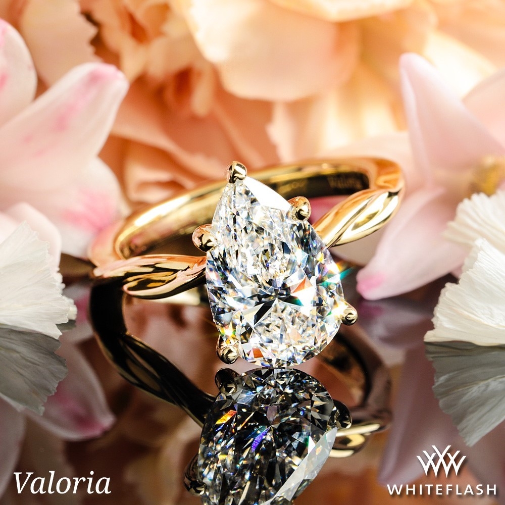 14k Yellow Gold Semi-Custom Valoria Flora Twist Solitaire Engagement Ring