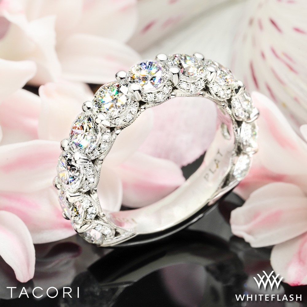 Platinum Tacori Classic Crescent Royal T Round Diamond Three-Quarter Eternity Band