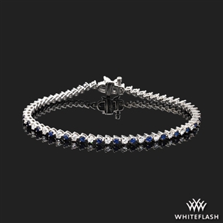 Alternating Blue Sapphire and Diamond Tennis Bracelet