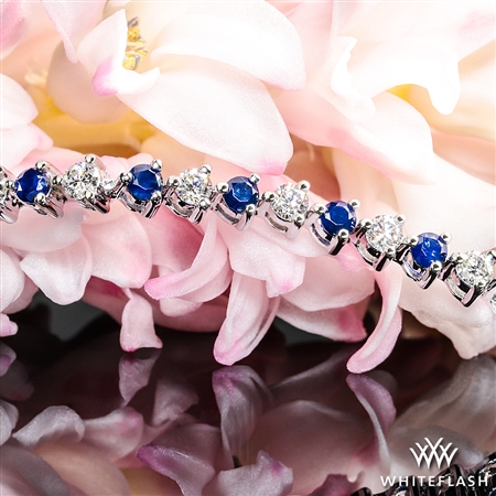 Alternating Blue Sapphire and Diamond Tennis Bracelet