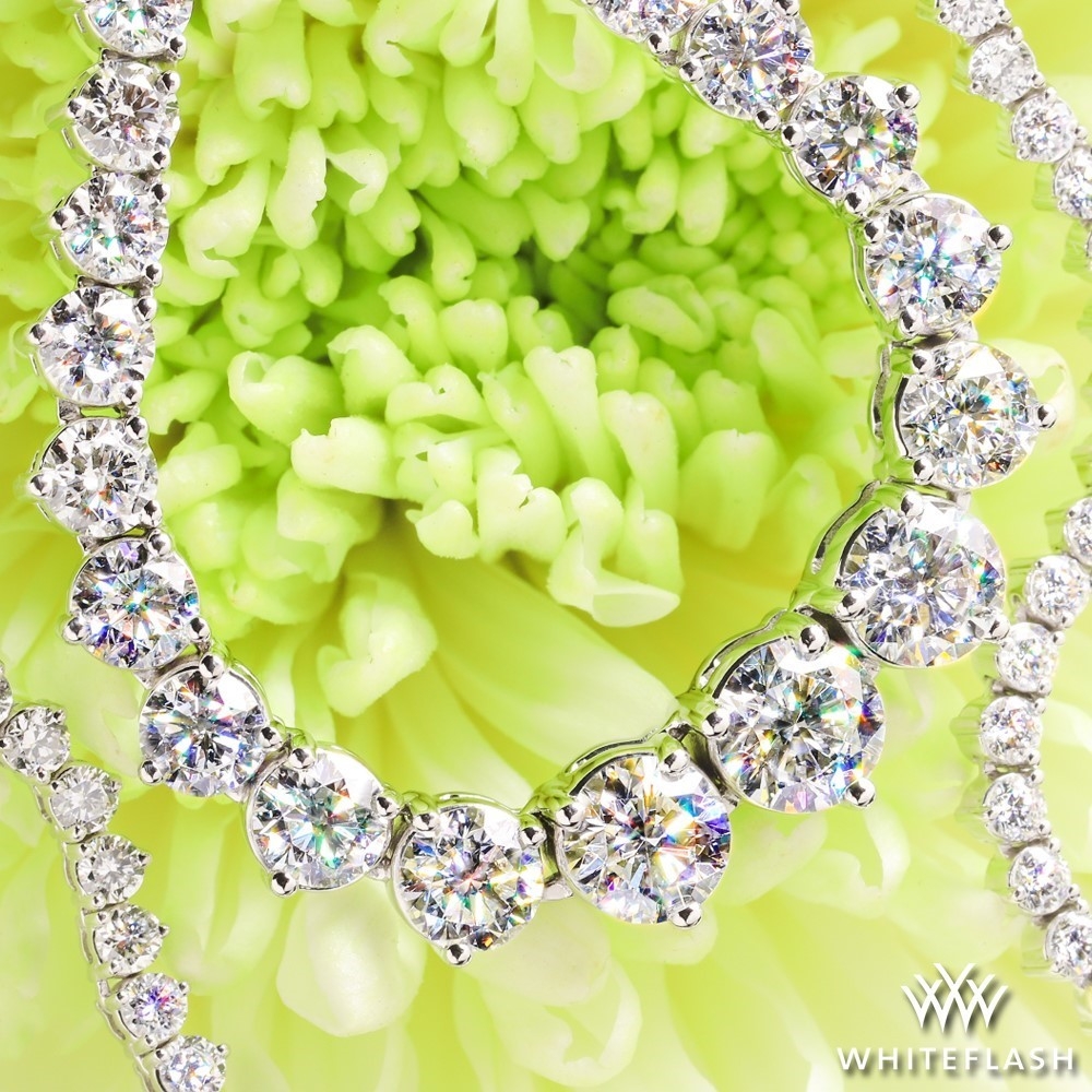 14k White Gold Three-Prong Graduated Lab Created Diamonds Tennis Necklace