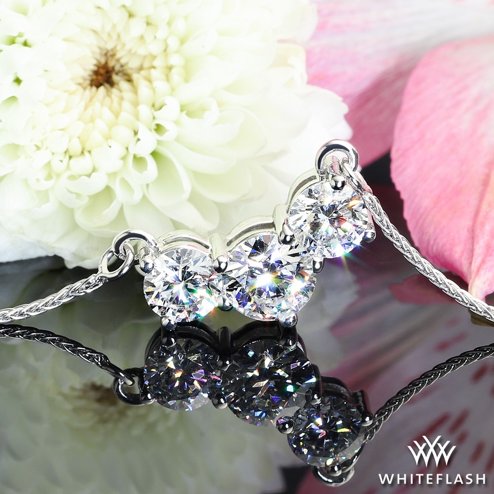 Platinum Three Stone Lab Created Diamond Pendant