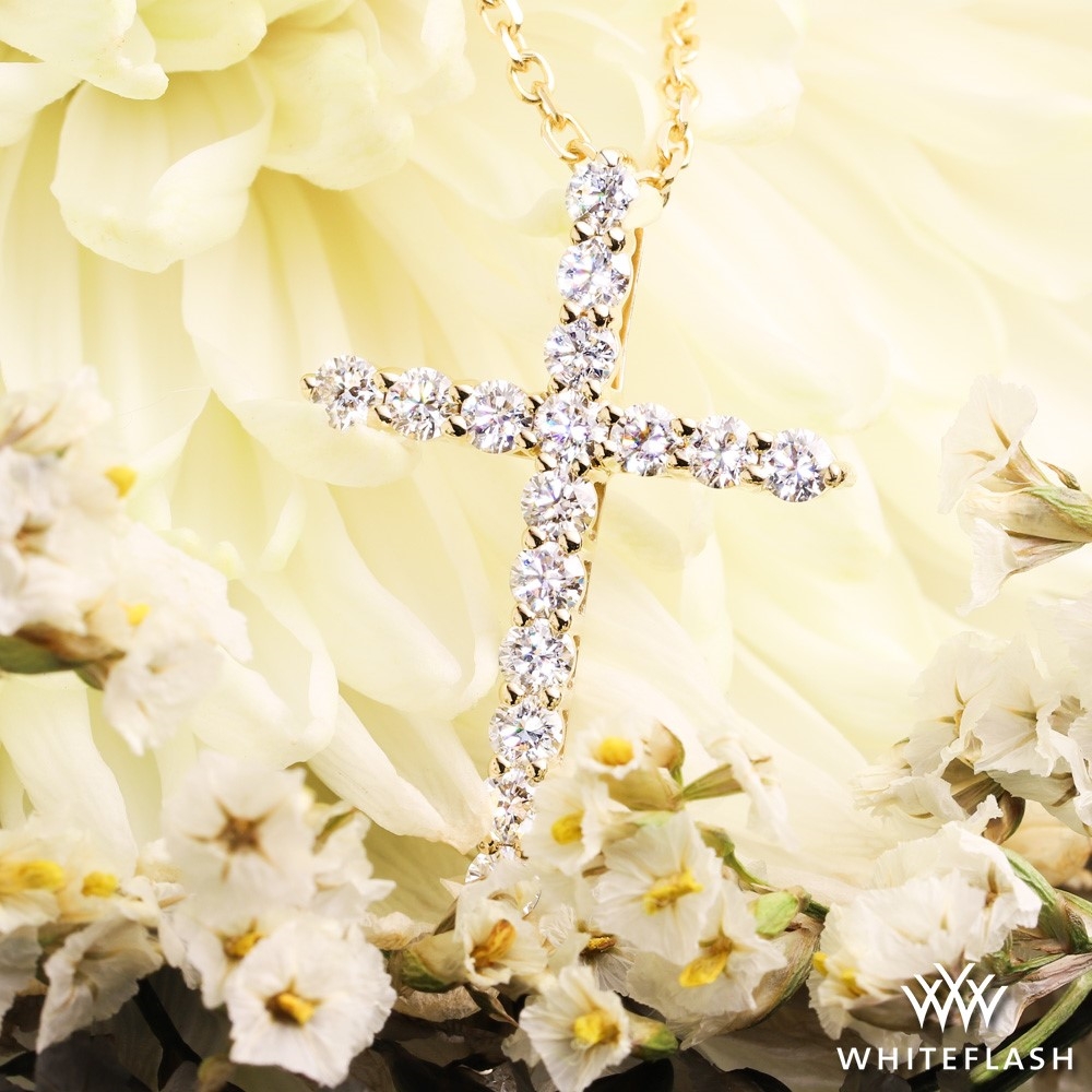 14k Yellow Gold Timeless Cross Diamond Necklace