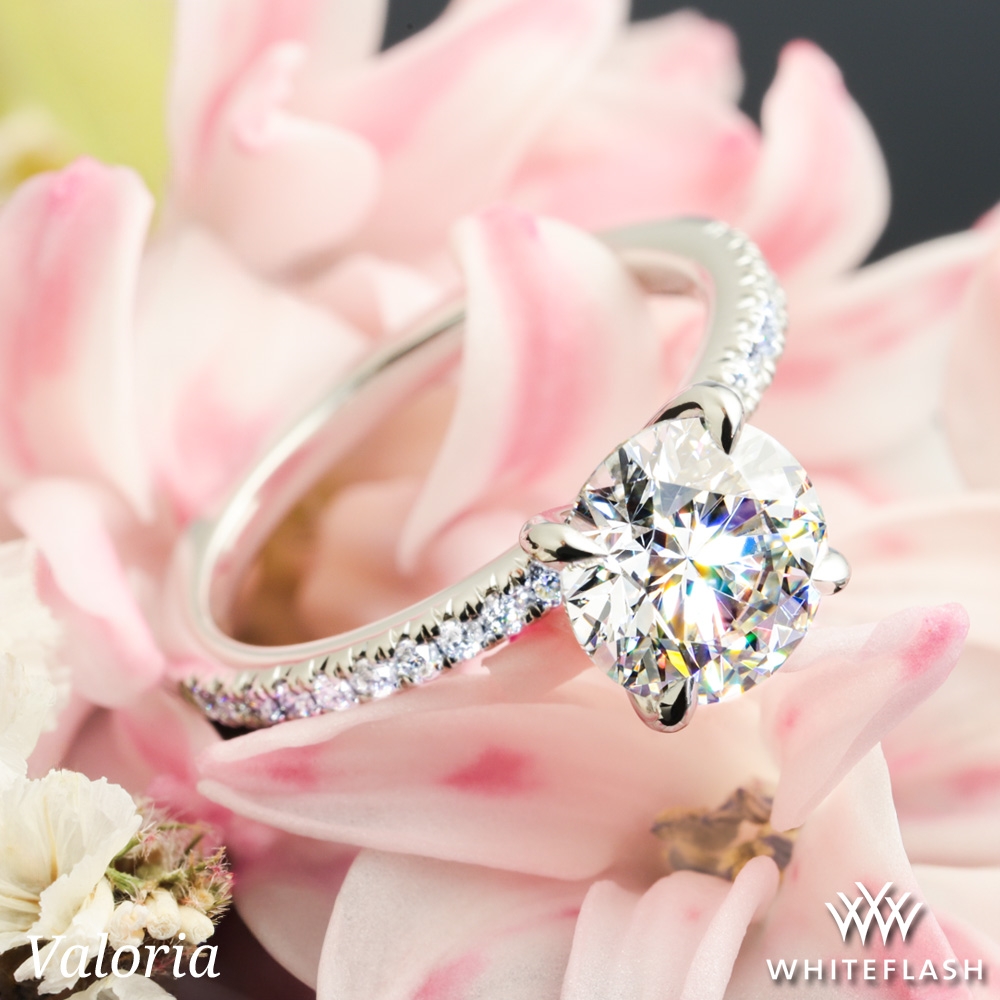 Platinum Valoria Petite Pave Diamond Engagement Ring