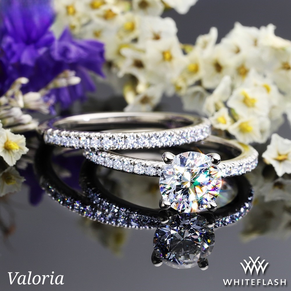 Platinum Valoria Petite Pave Diamond Wedding Set