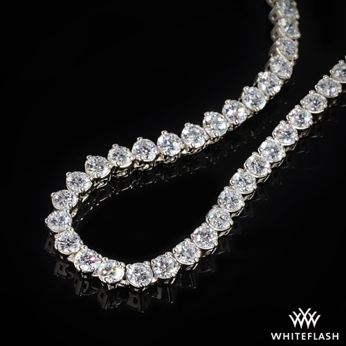 14k White Gold Three Prong Full Eternity Diamond Tennis Necklace