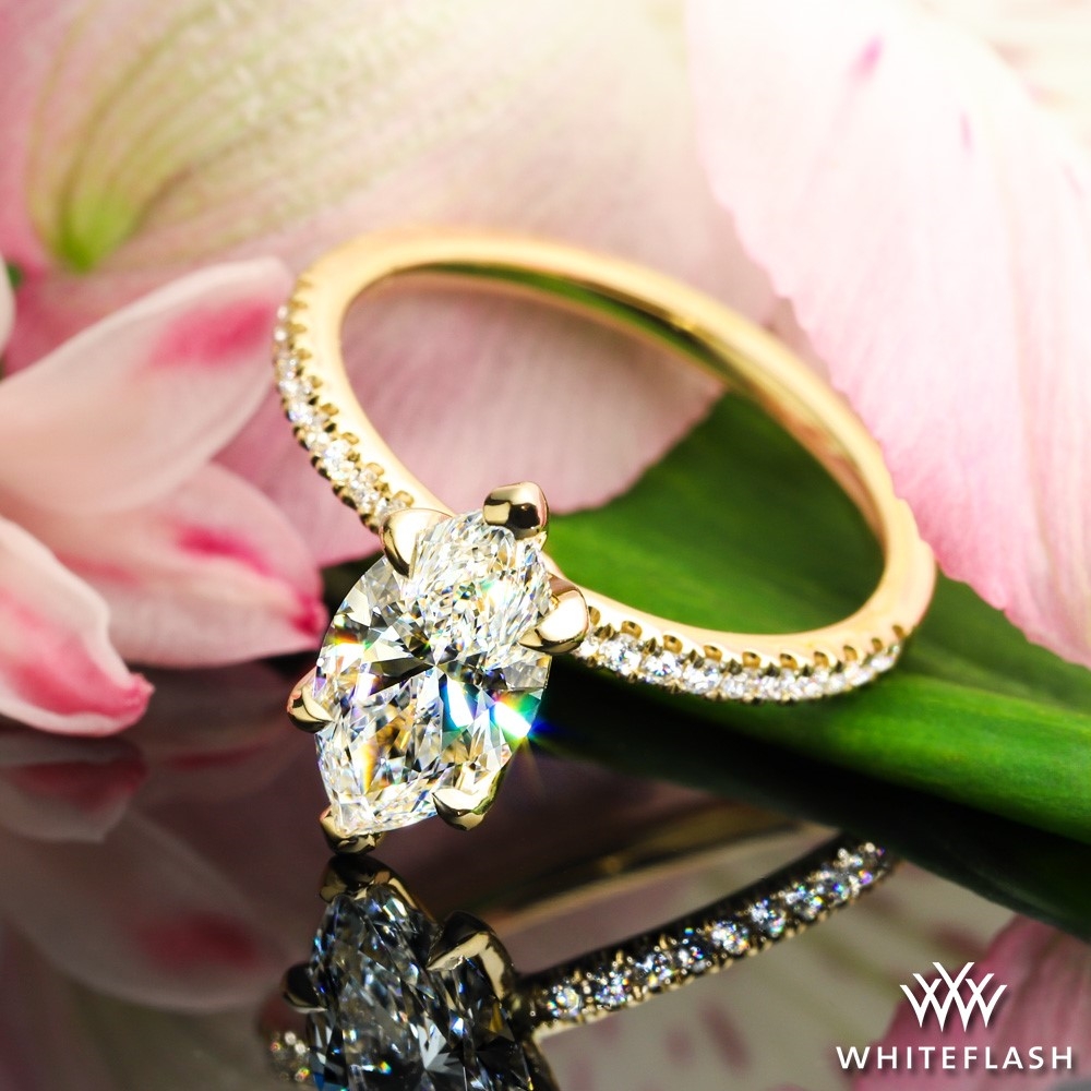 14k Yellow Gold Custom Micropave Diamond Engagement Ring