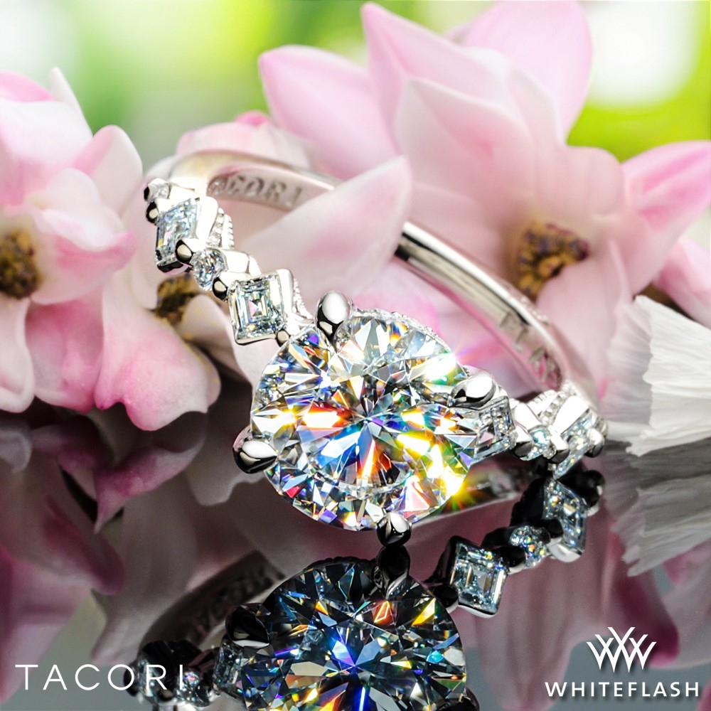 Platinum Tacori Sculpted Crescent Round Solitaire Engagement Ring