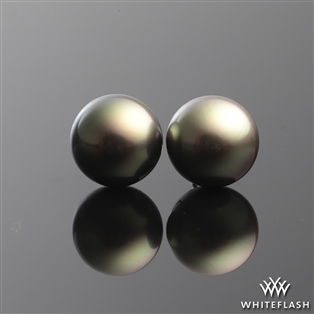 11.6mm Pistachio Black Tahitian Pearl Earrings