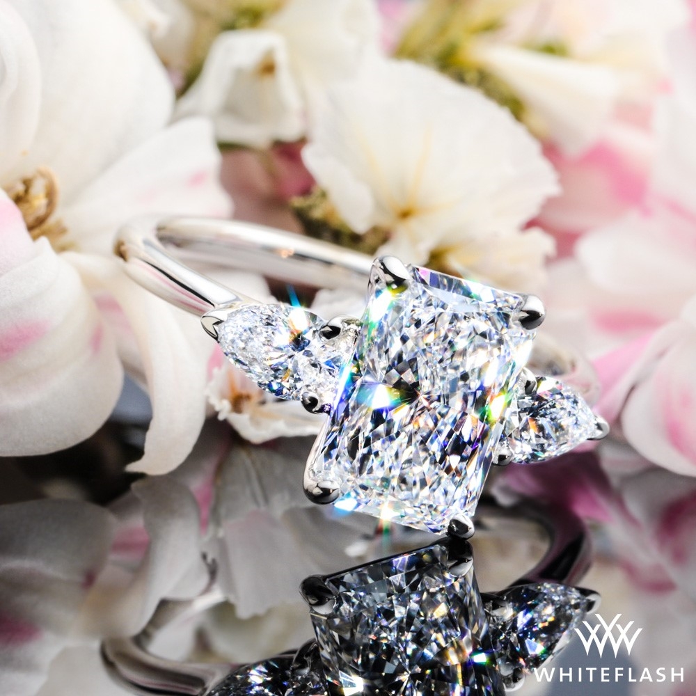 14k White Gold Custom 3 Stone Engagement Ring