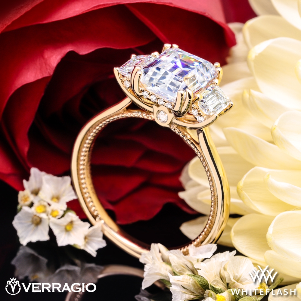 14k Yellow Gold Verragio V-993EM-S Three Stone Diamond Engagement Ring