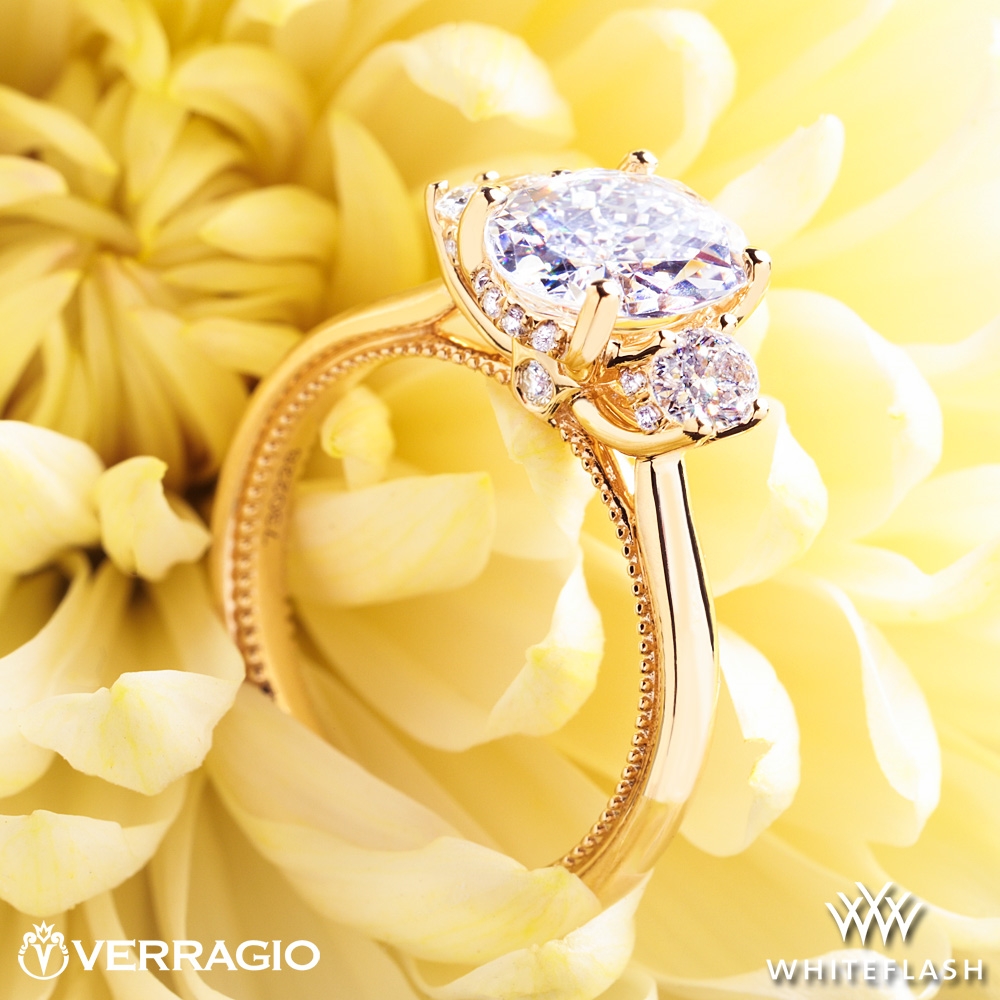14k Yellow Gold Verragio V-993OV-S Three Stone Engagement Ring