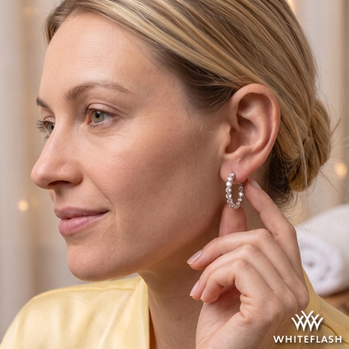 14k Yellow Gold Single Shared Prong Extra Small Diamond Hoop Earrings
